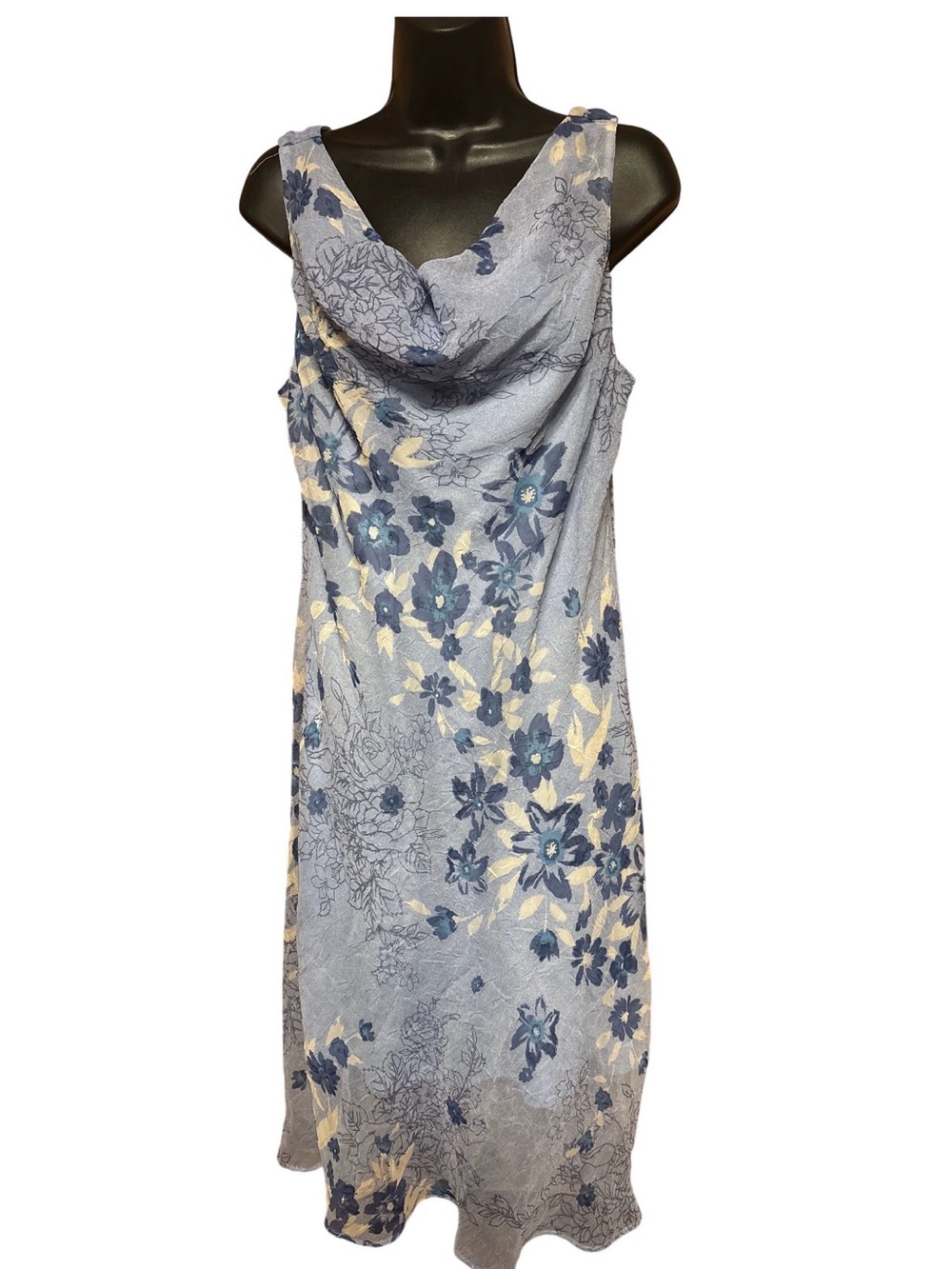 Teeze Me Light Blue Floral Cowl-Neck Midi Dress
